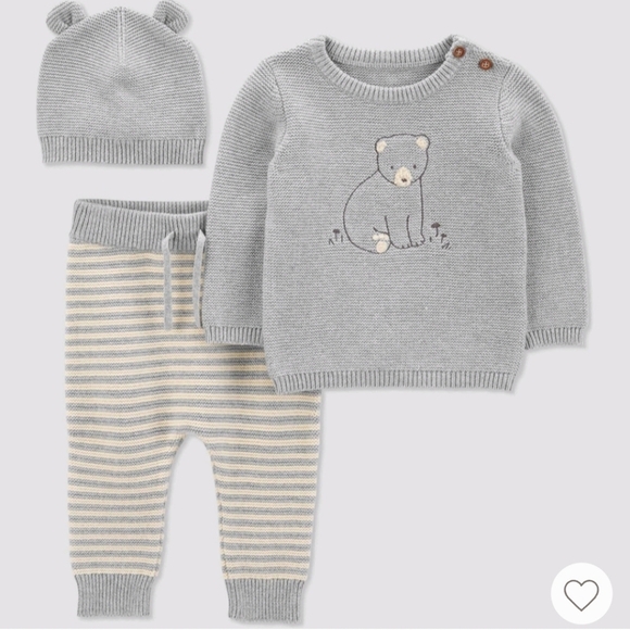 Carter's Other - NWT--Carter's Bear Striped Sweater Set 3 Month